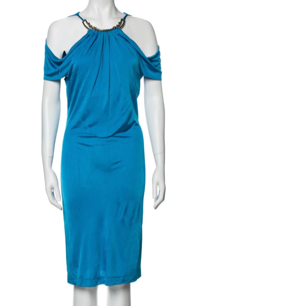 ROBERTO CAVALLI Blue Draped Dress